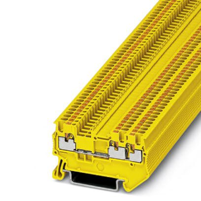 Phoenix Contact Multi-Conductor Terminal Block; PT 1.5/S-TWIN YE ; 15A; 600V; 1-Level; #26 - #14; Push-In Connection; Yellow